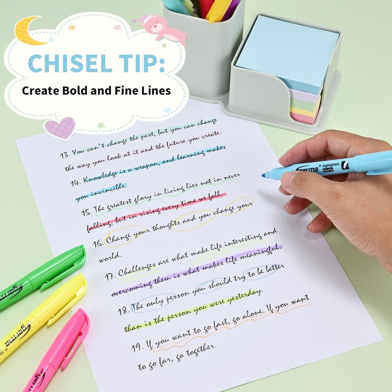 Cgerma Highlighters Assorted Colors Set, 12 Pack, Chisel Tip Bright Colors, Dry Quickly Colored Highlighters for Journaling, Study Notes, School Office Supplies - Image 2